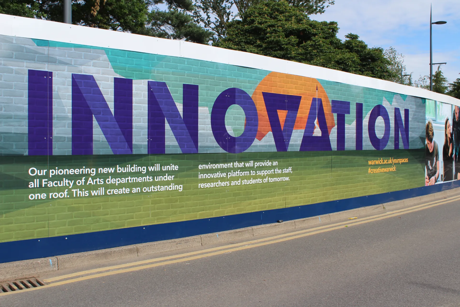 High-impact site hoarding for a landmark university development